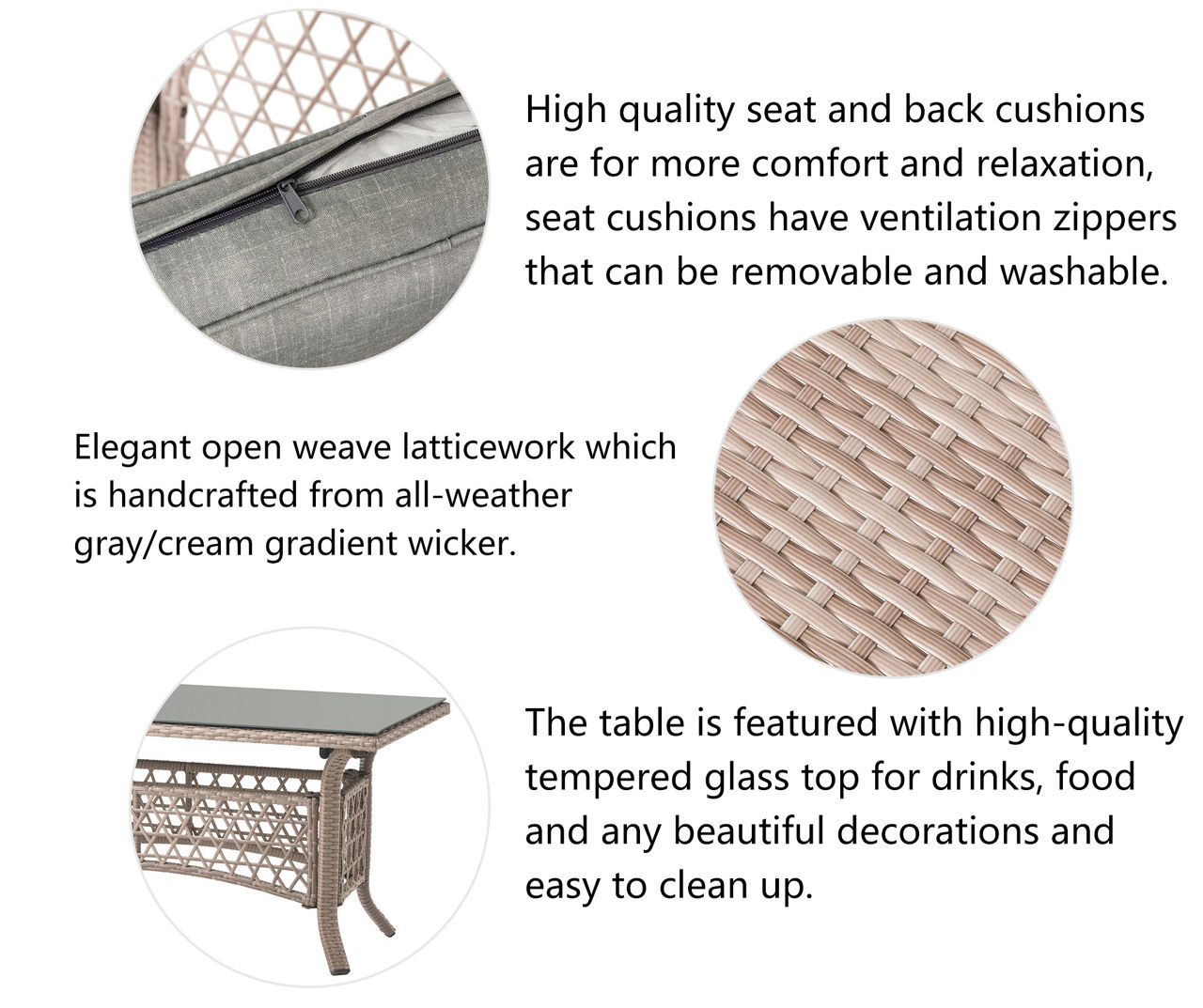 All-Weather Wicker 4-Piece Cushioned Patio Seating Set