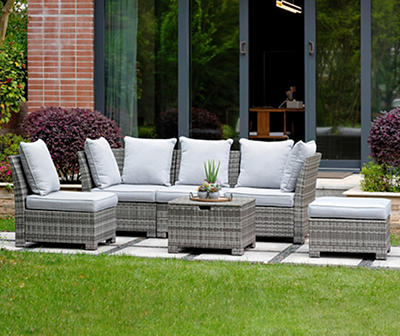 6 PC OUTDOOR PATIO WICKER SEATING SET