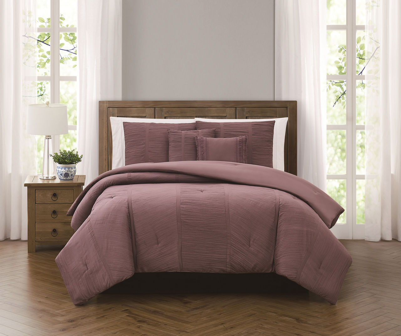 Purple Crinkle King 5-Piece Comforter Set