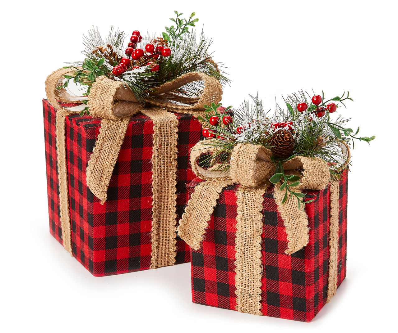 Bobasndm 3Pcs Christmas Gift Boxes, Buffalo Plaid Christmas