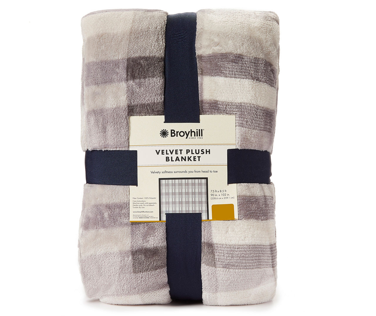 Broyhill Broyhill Gray Plaid Velvet Plush Blanket Big Lots