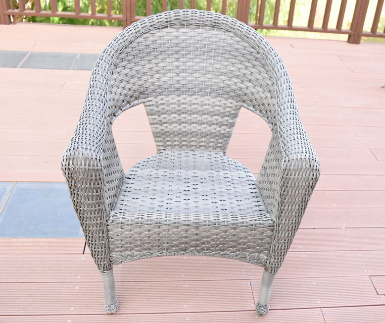 Gray Wicker Patio Chairs with Brown Cushions, 2-Pack