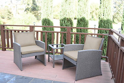 Mirabelle 3-Piece Wicker Cushioned Patio Chat Set