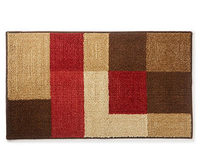 Red Textured Block Accent Rug, (20