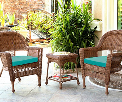 Honey 3-Piece Cushioned Patio All-Weather Wicker Chat Set