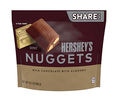 HERSHEY'S NUGGETS Milk Chocolate with Almonds Candy Share Pack, 10.1 oz