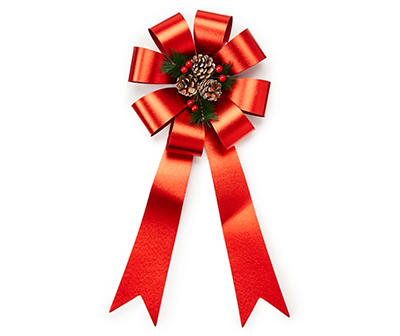 Red Pinecone & Greenery Bow