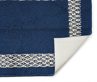 Double Border Navy Accent Rug, (20" x 34")