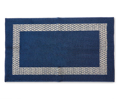 Double Border Navy Accent Rug, (20" x 34")