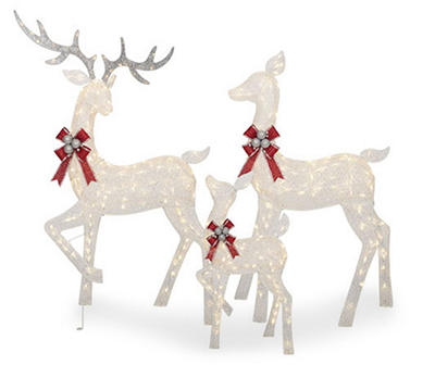 LED 3-Piece White Deer Set