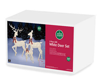 LED 3-Piece White Deer Set