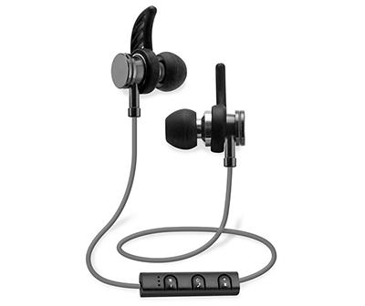 Pro Series Black & Gray Bluetooth Earbuds with Ear Fin