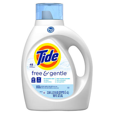 Tide Free & Gentle Liquid Laundry Detergent, 48 loads 69 fl oz, HE Compatible