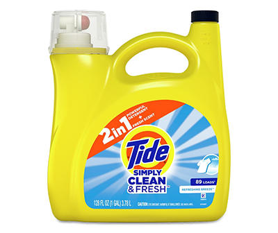 Tide Simply Clean & Fresh Liquid Laundry Detergent, Refreshing Breeze, 89 loads, 3.78 L