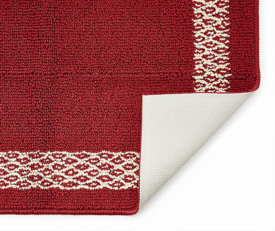 Double Border Red Accent Rug, (20" x 34")