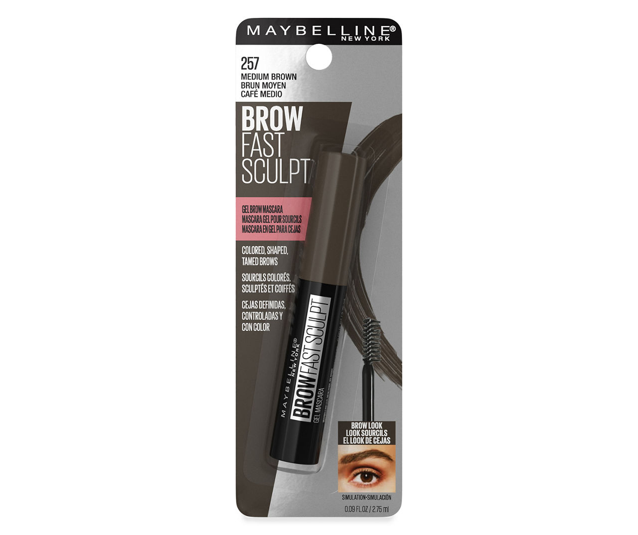 Maybelline Brow Fast Sculpt, Shapes Eyebrows, Eyebrow Mascara Makeup, Medium Brown, 0.09 fl. oz.