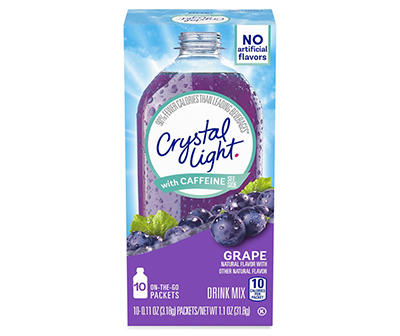 Crystal Light Grape On-The-Go Powdered Drink Mix with Caffeine, 10 ct - 0.11 oz Packets