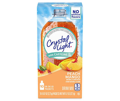 Crystal Light Peach Mango On-The-Go Powdered Drink Mix with Caffeine, 10 ct - 0.7 oz Box