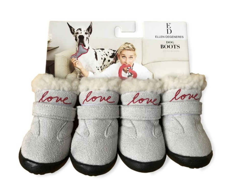 ED by Ellen DeGeneres Dog s Medium Gray Sherpa Lined Boots Big Lots