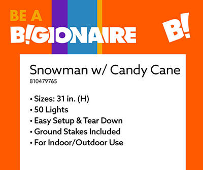 31" Light-Up Snowman & Candy Cane