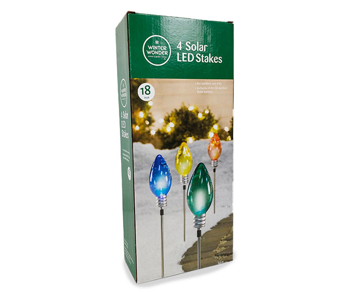 Winter Wonder Lane Multi-Color C7 Bulb 4-Piece LED Solar Pathway