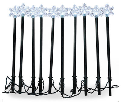 Cool White Snowflake 10-Piece LED Pathway Markers Set