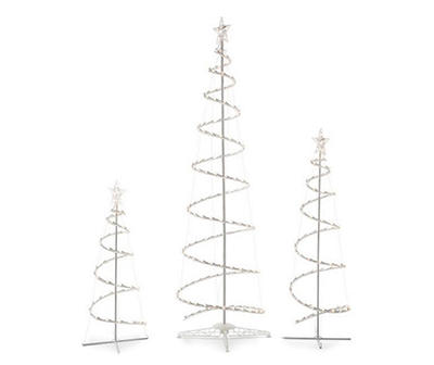 Cool White 3-Piece Spiral Tree Set