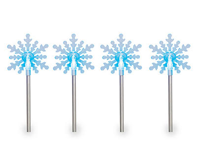 Snowflake 4-Piece LED Solar Pathway Markers Set