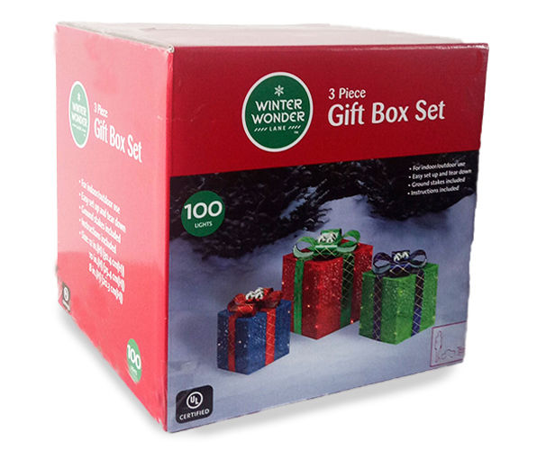 Winter Wonder Lane Light-Up 3-Piece Gift Boxes Set