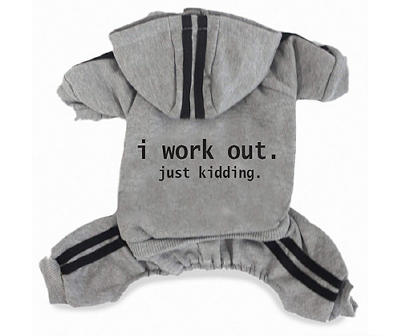 XS GREY I WORK OUT JUST KIDDING TRACKSUIT
