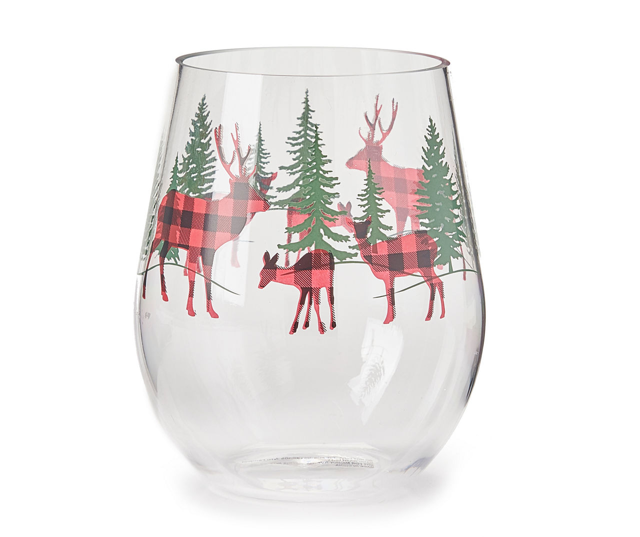 Christmas Wine Glasses Stemless Buffalo Plaid Holiday Wine Glass 12-21oz.  Wine Humor Wine Lovers Farmhouse Inspired Wine 