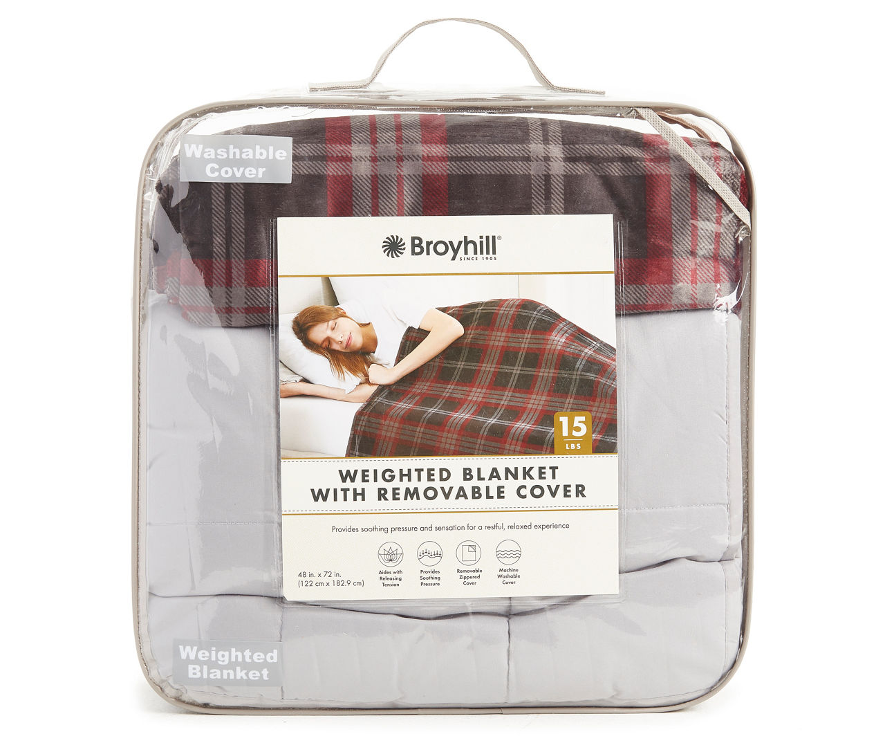 Broyhill Weighted Blanket with Plaid Micromink Cover 15 Lbs