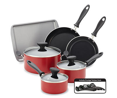 Farberware Red Aluminum 15-Piece Cookware Set