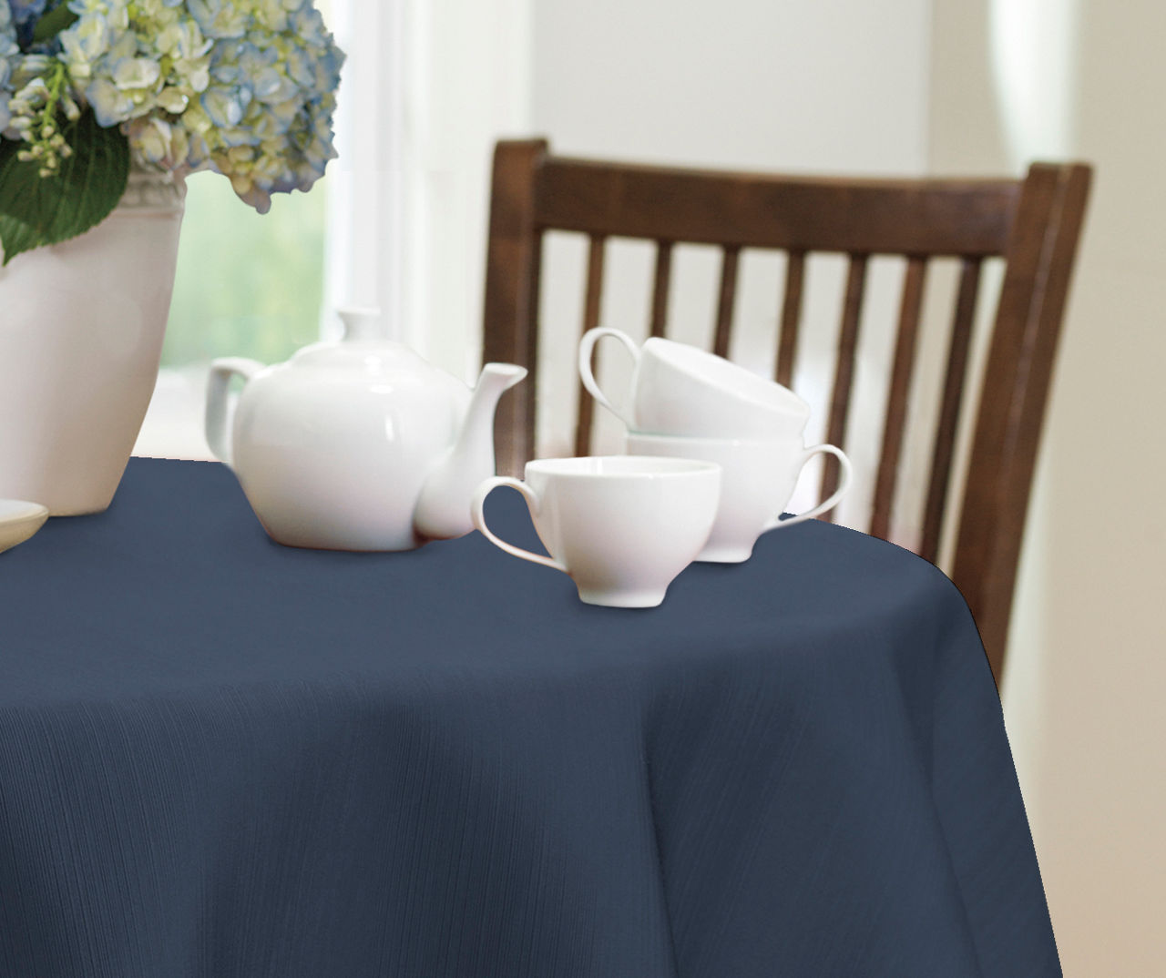 Huntley Navy Fabric Tablecloth, (60" x 84")