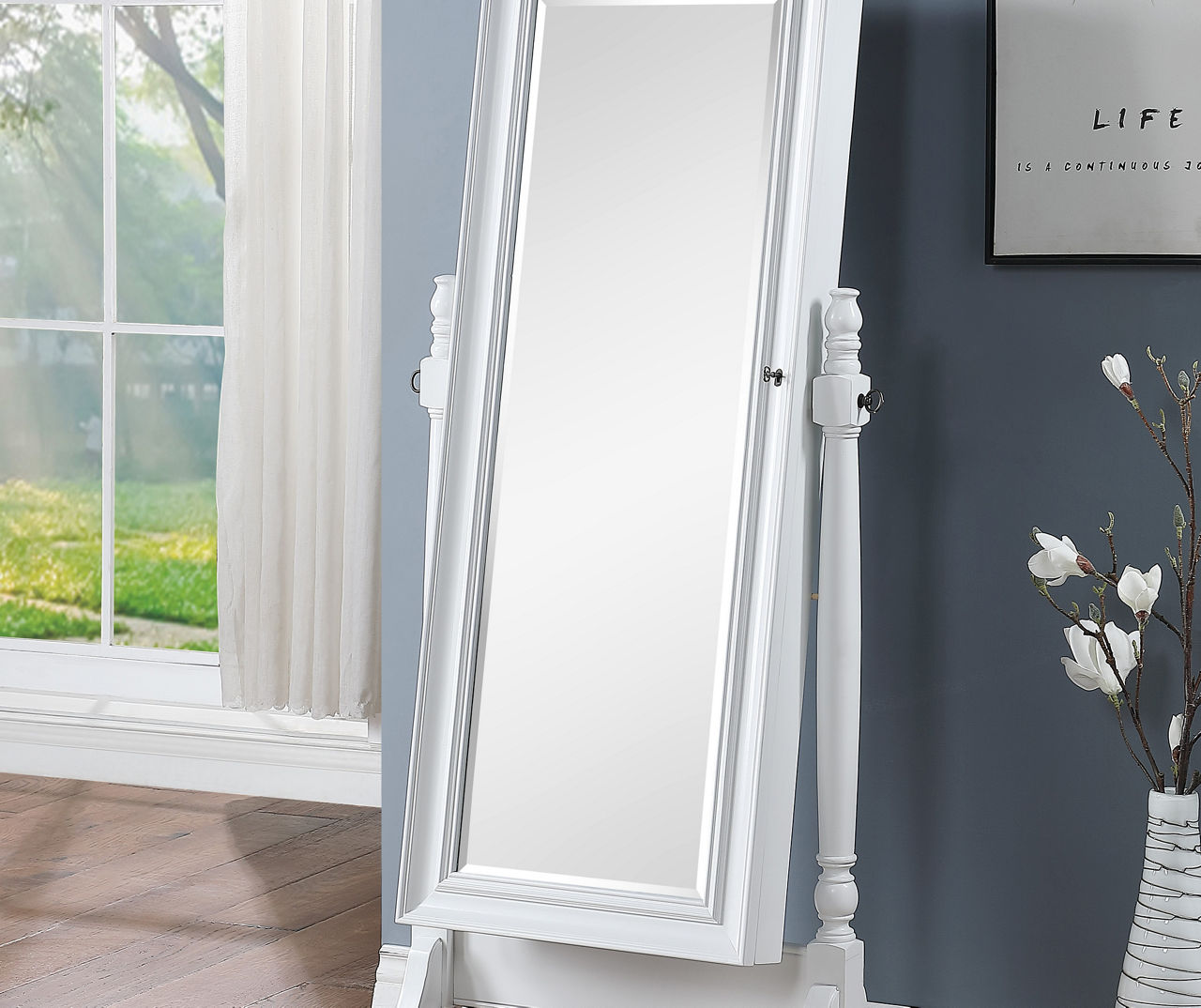 Cheval white mirror deals armoire