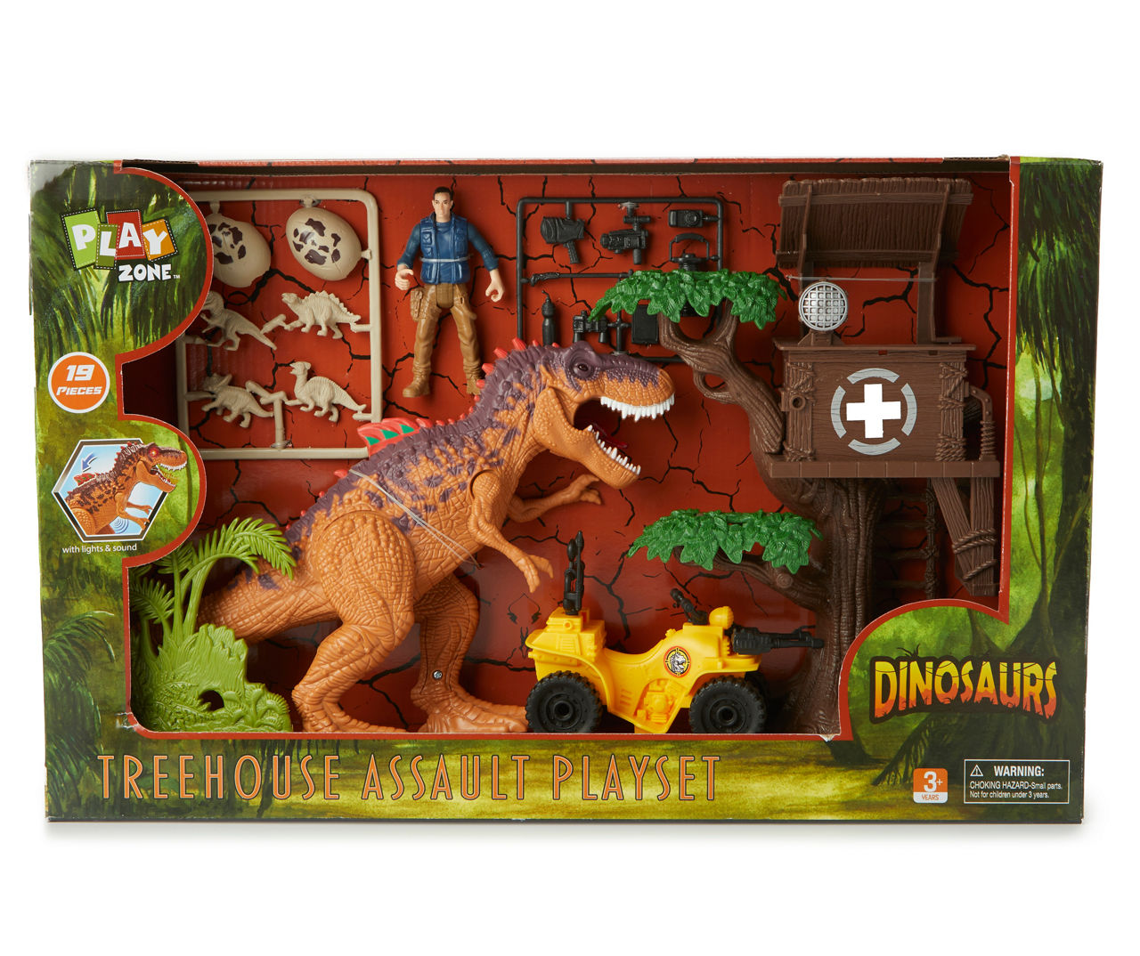 Play Zone Dinosaurs Treehouse Assault 19-Piece Play Set | Big Lots