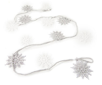 6' Silver & White Snowflake Ribbon Garland