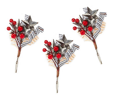 Star & Berry Clips, 3-Pack