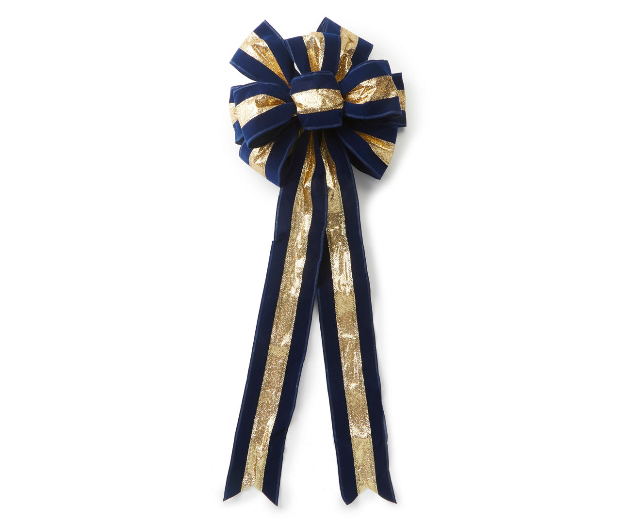 The Nora Beige & Navy Plaid Christmas Tree Topper Bow Luxury