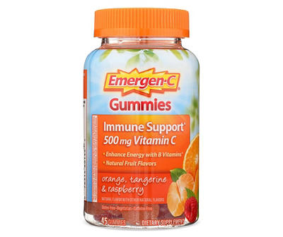 Emergen-C Gummies Vitamin C 750mg Immune Support (45 Count, Orange, Tangerine and Raspberry Flavors), With B Vitamins, Gluten Free