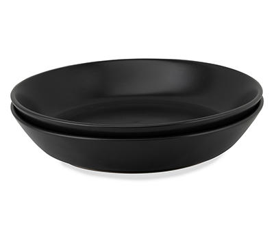 Matte Black Ceramic 2-Piece Dinner Bowl Set