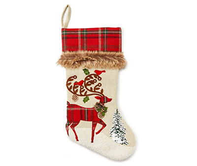 Plaid Reindeer Stocking