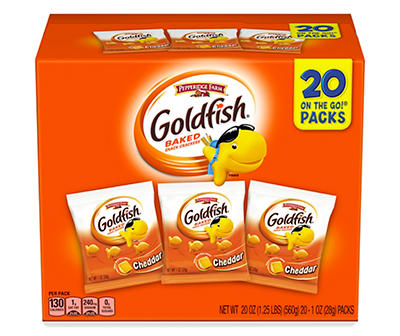 Goldfish Cheddar Baked Snack Cracker Pouches, 20-Pack