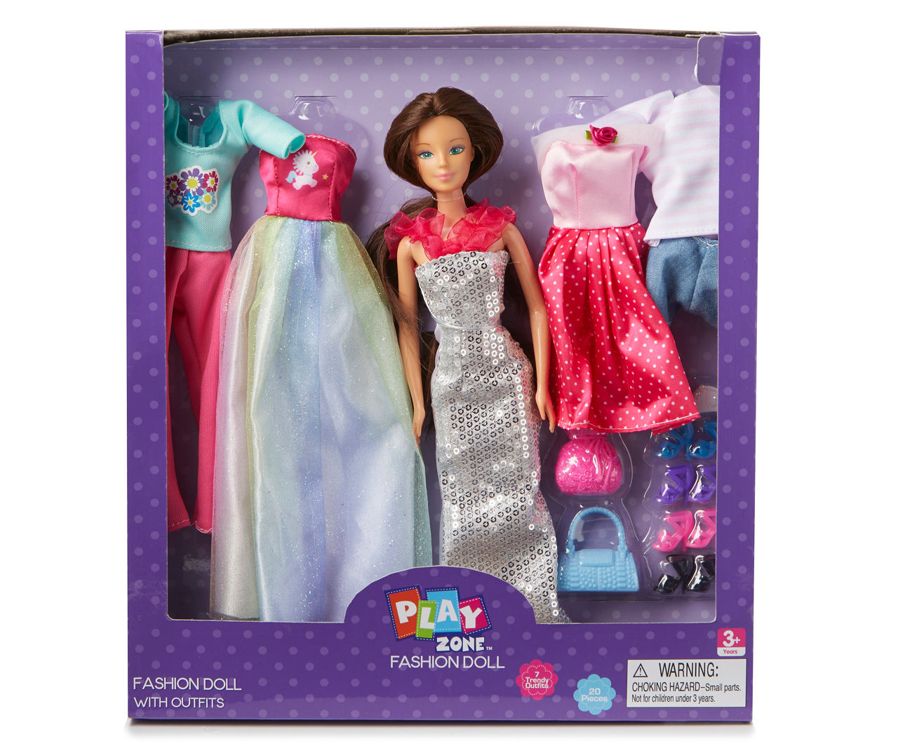 Sequin Doll & Outfit Set, Brown Hair