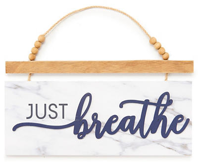 "Just Breathe" Beaded Hanging Plaque