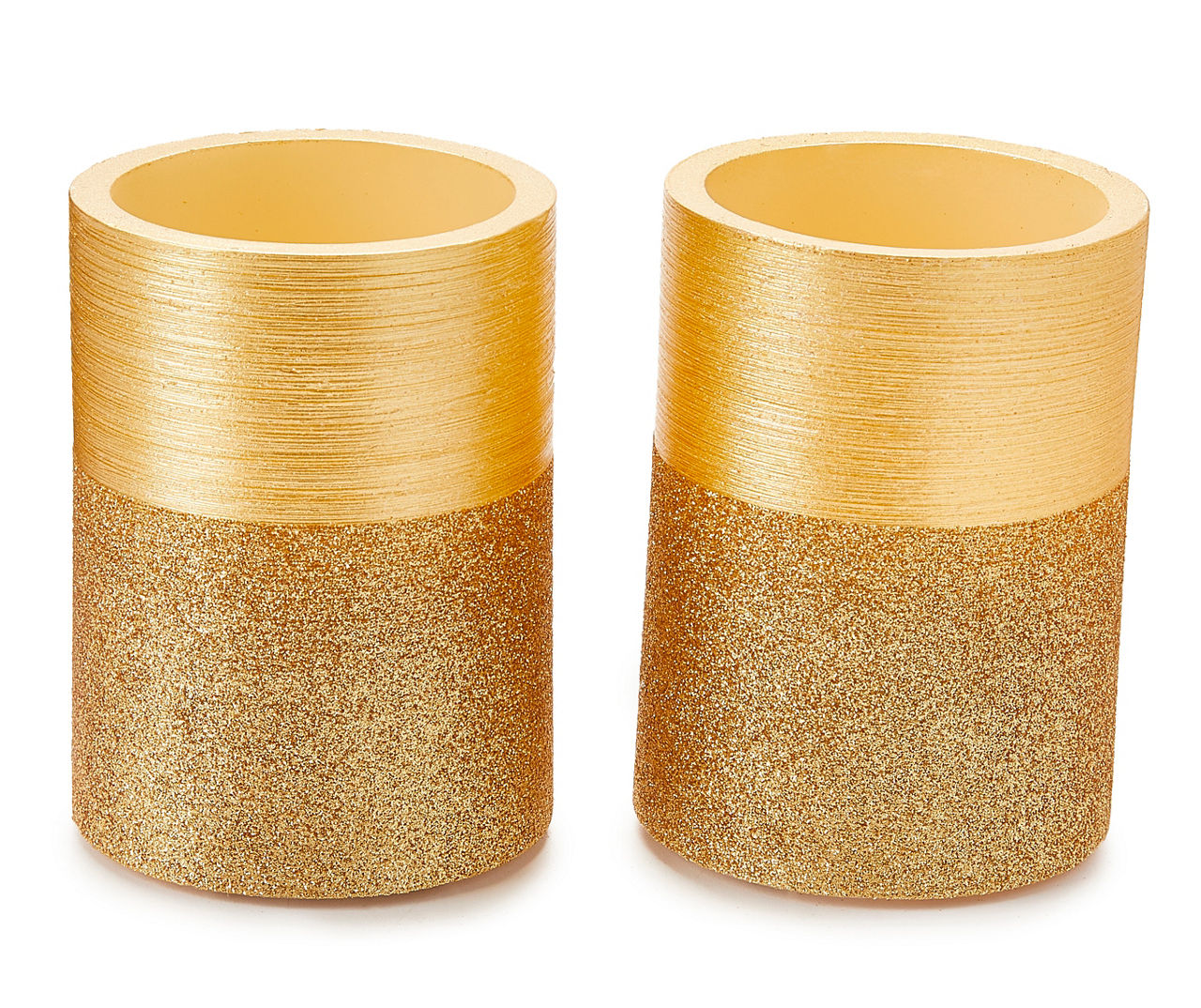 Gold Glitter LED Pillar Candles, 2Pack Big Lots