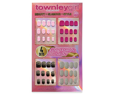 Rounded Press On Fashion Nails, 48-Piece
