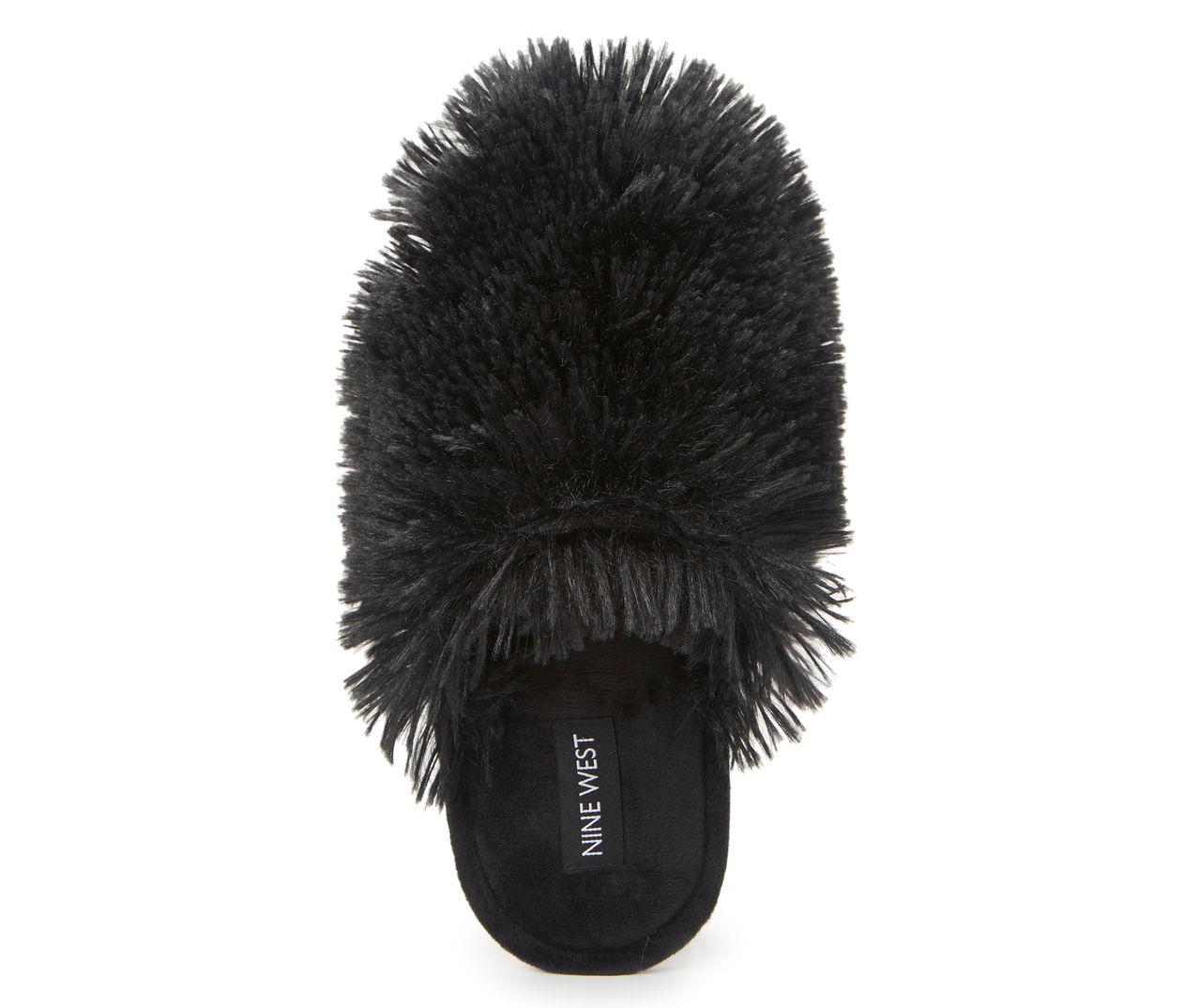 Black Nine West Womens Faux Fur Slide Slipper, Slippers