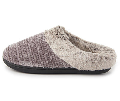 Women's Large Gray Chenille Clog Slippers