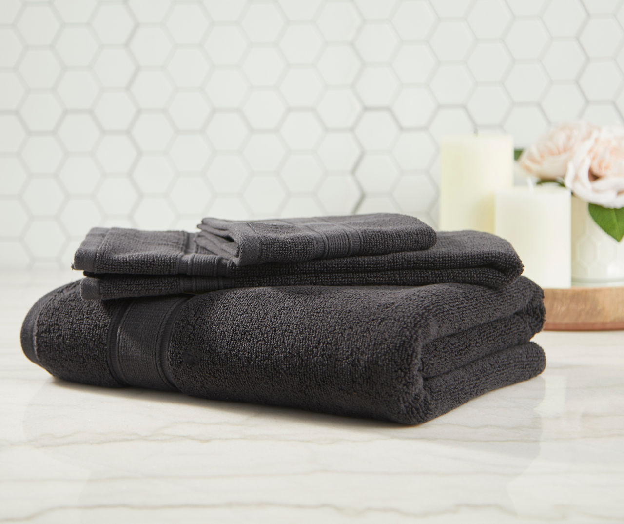 Small black hand online towels